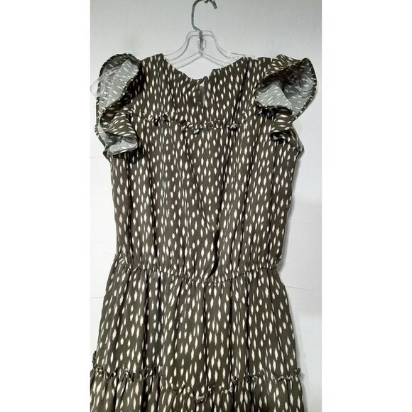 BETSEY'S BOUTIQUE SHOP Women's Maxi Dress Pattern Tiered Ruffle Green Size Small - Picture 4 of 7